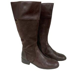 Coldwater Creek Chocolate Brown Leather & Suede Mid Calf Boot, size 6